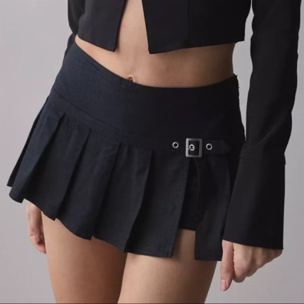 Belted Black Mini Micro Skort